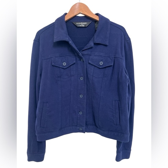 Norma Kamali Women's Navy Blue Classic Utility Dispatch Button Up Jacket - Picture 7 of 7